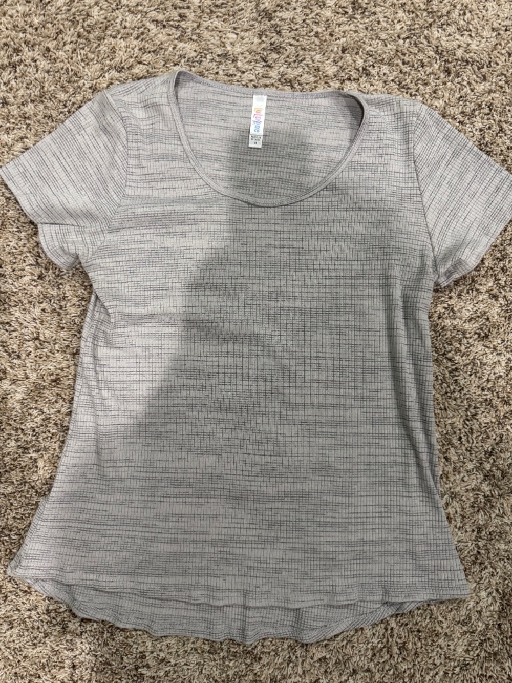LuLaRoe textured shirt light grey with dark grey stripes size medium